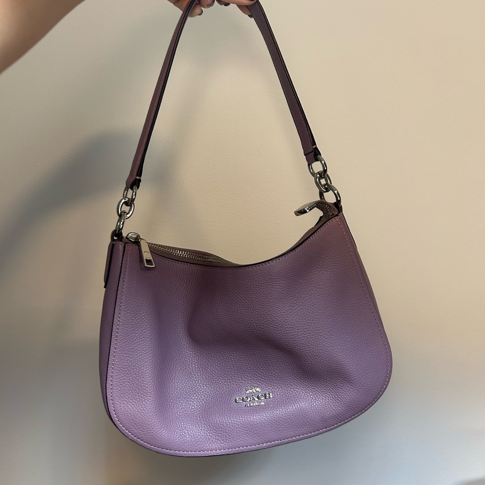 Coach Lilac Purple Pebbled Leather Shoulder Bag - Picture 2 of 10